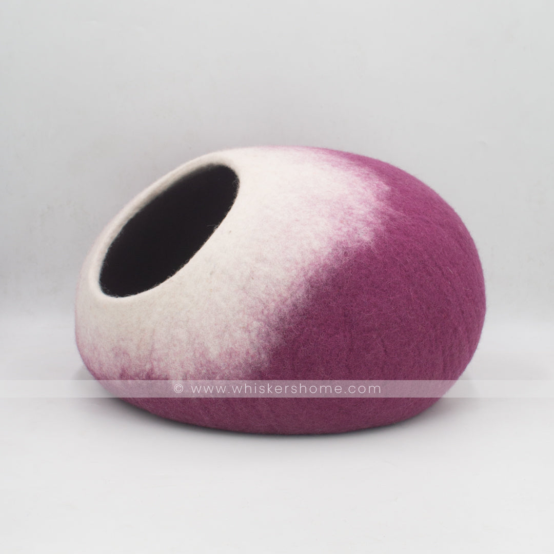 purple cat cave, white cat cave, cat bed, purple- white cat cave