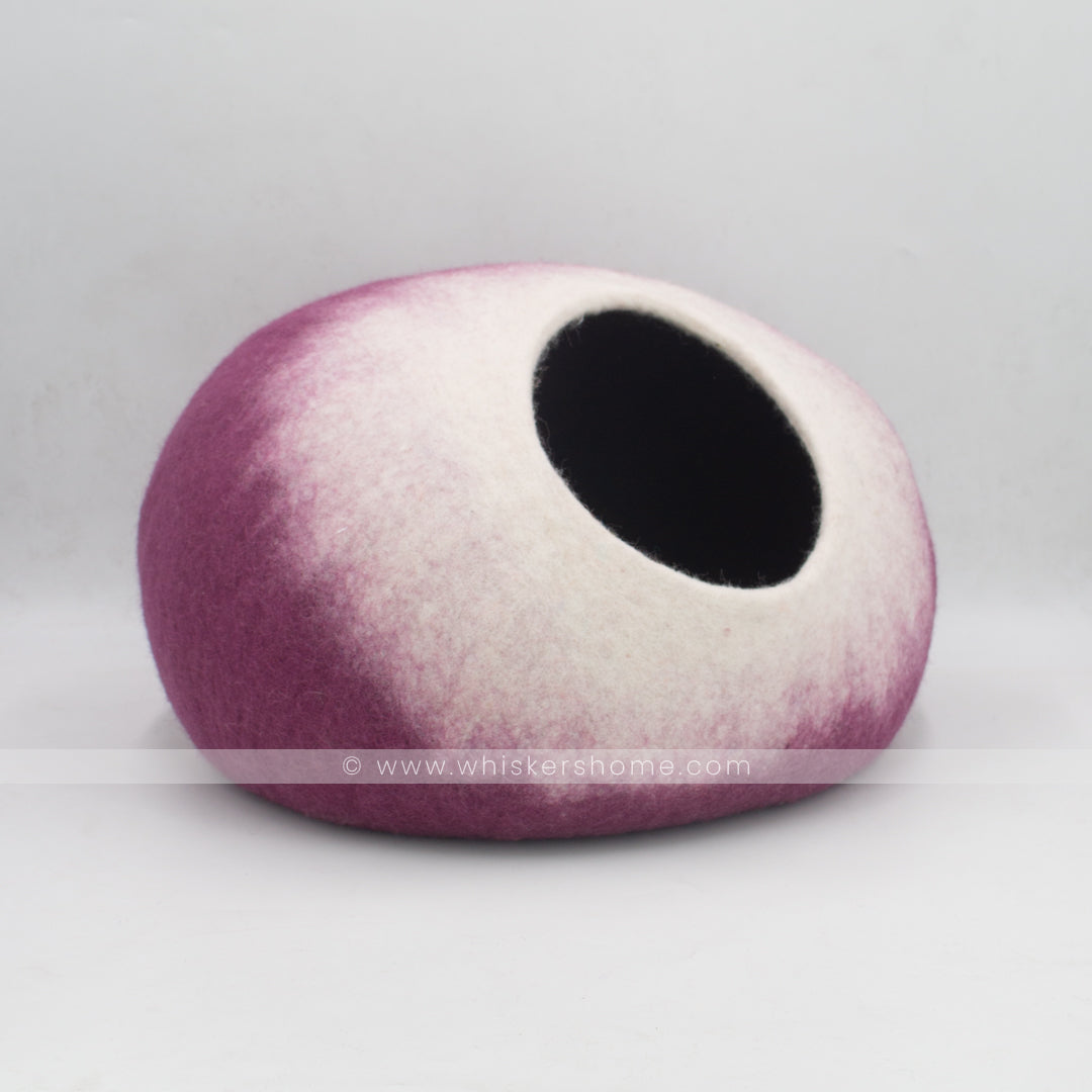 purple cat cave, white cat cave, cat bed, purple- white cat cave