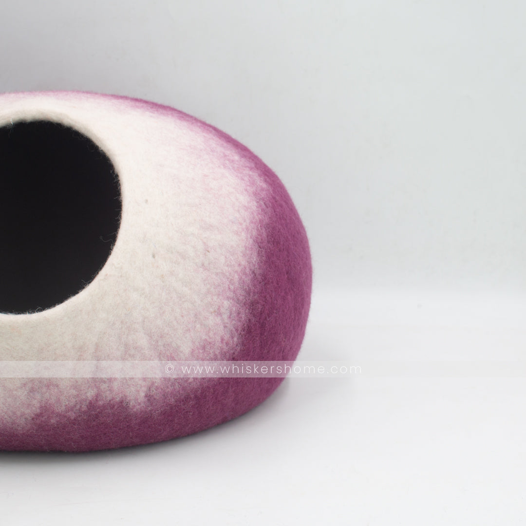 purple cat cave, white cat cave, cat bed, purple- white cat cave