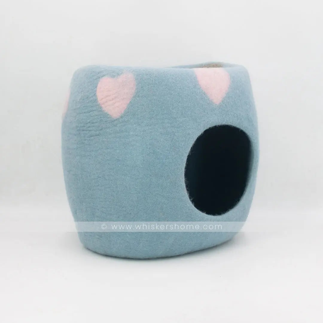 cup cat cave, blue heart cat cave, light blue cat cave 
