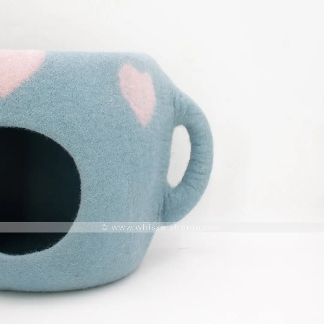 cup cat cave, blue heart cat cave, light blue cat cave 